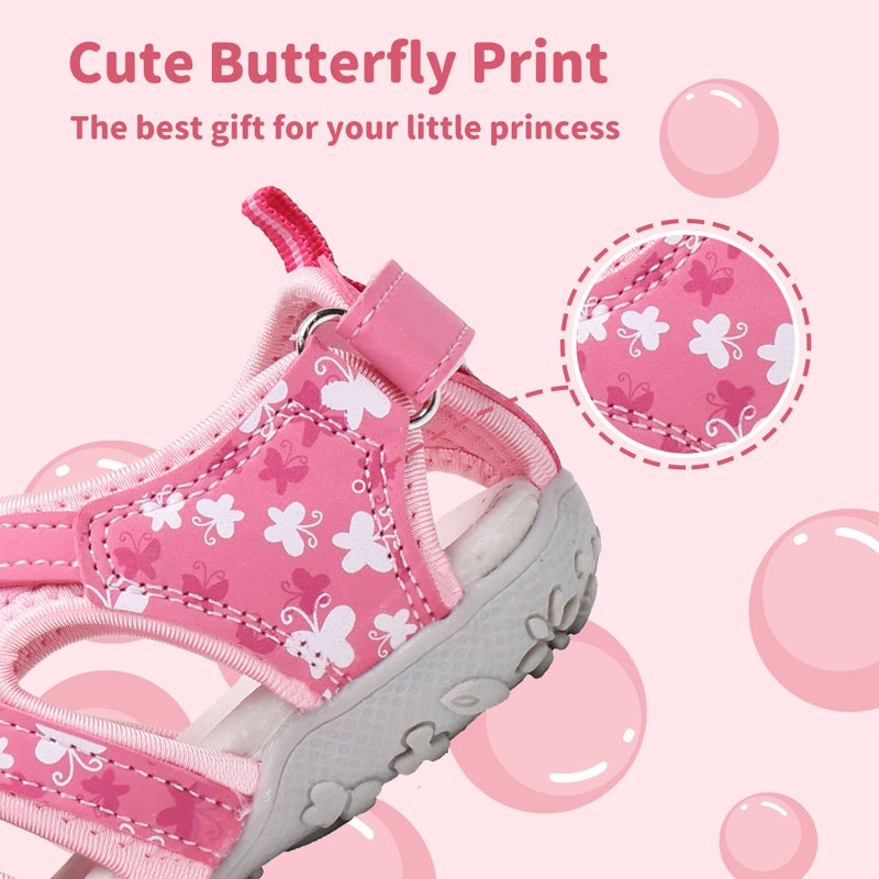 Apakowa Kids Girls Sandals Soft Sole Closed Toe Sport Beach Sandals Summer Shoes (Toddler/Little Kid) - Image 4